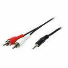3,5 mini jack  2xCinch male 1.50m LogiLink Connection Cable Stereo Audio, 1.5 m Connection Cable Stereo Audio, 1.5 m