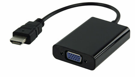 High Speed HDMI Kabel HDMI-Connector - VGA Female 15-Pins 0.20 m Zwart HDMI naar VGA adapter HDMI naar VGA adapter