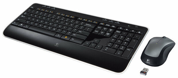 DT Logitech MK520 Zwart draadloos OEM Met een toetsenbord van normaal formaat met geronde toetsen, een ergonomische, speciaal gevormde lasermuis en batterijen die lang meegaat. Met een toetsenbord van