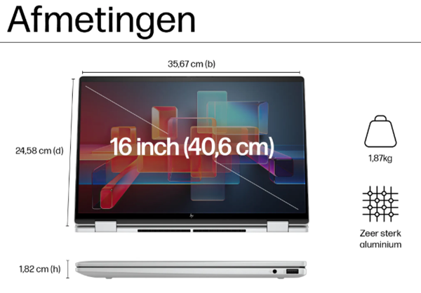 HP 16 inch Oled Touch | Intel Ultra 5-125U | 16GB | 512GB | verlicht toetsenbord